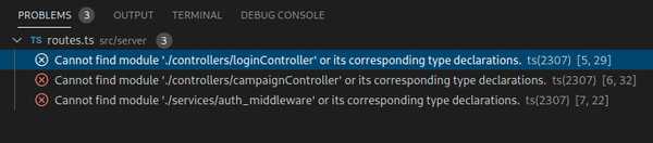 Errors show up in the Problems Panel